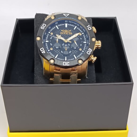 Invicta Pro Diver 37725 Men's 50mm Gold S/Steel Japanese Quartz Chrono Watch NWT - Picture 12 of 16